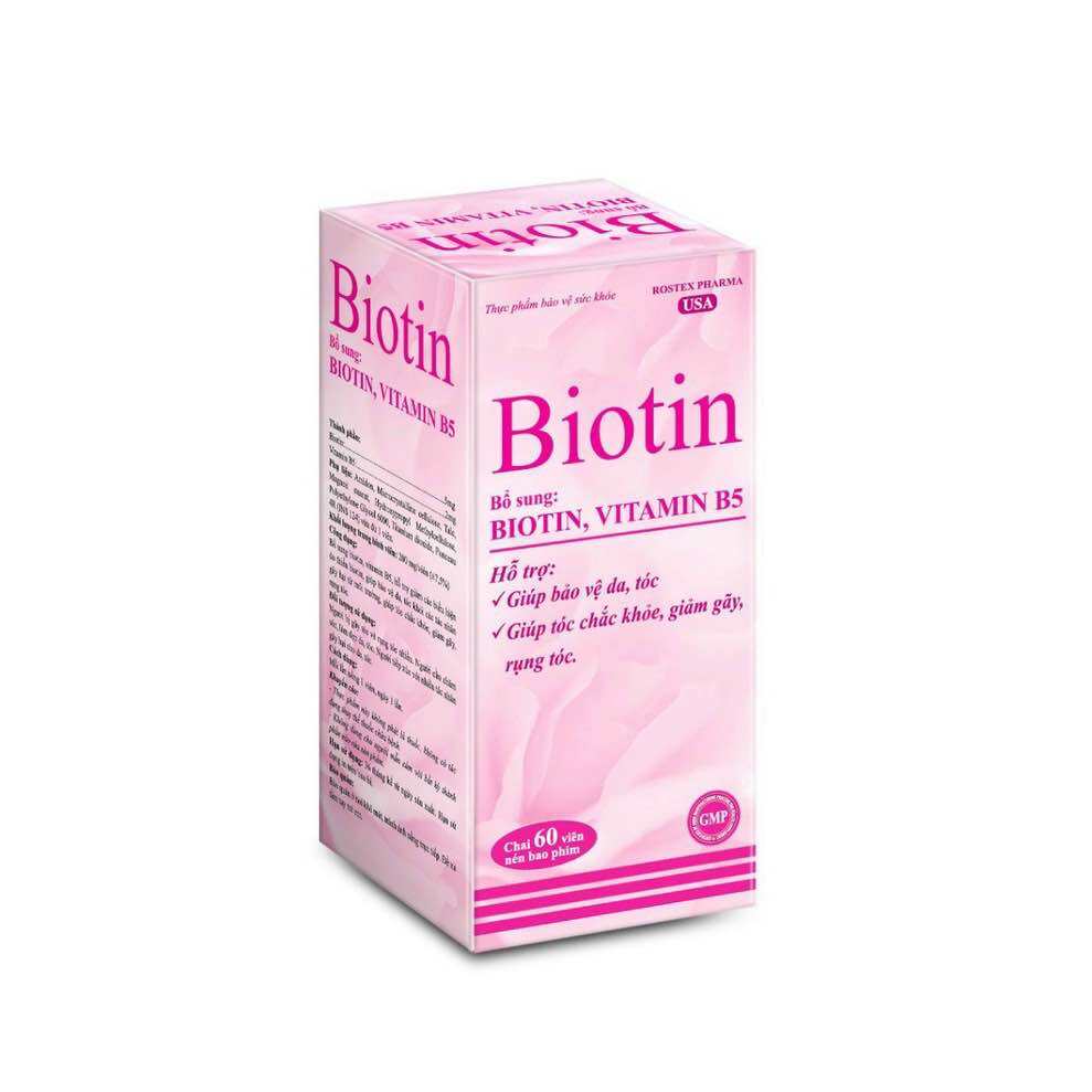 Biotin. Bổ sung Biotin, vitamin B5, giúp bảo vệ da tóc, giảm gãy rụng tóc