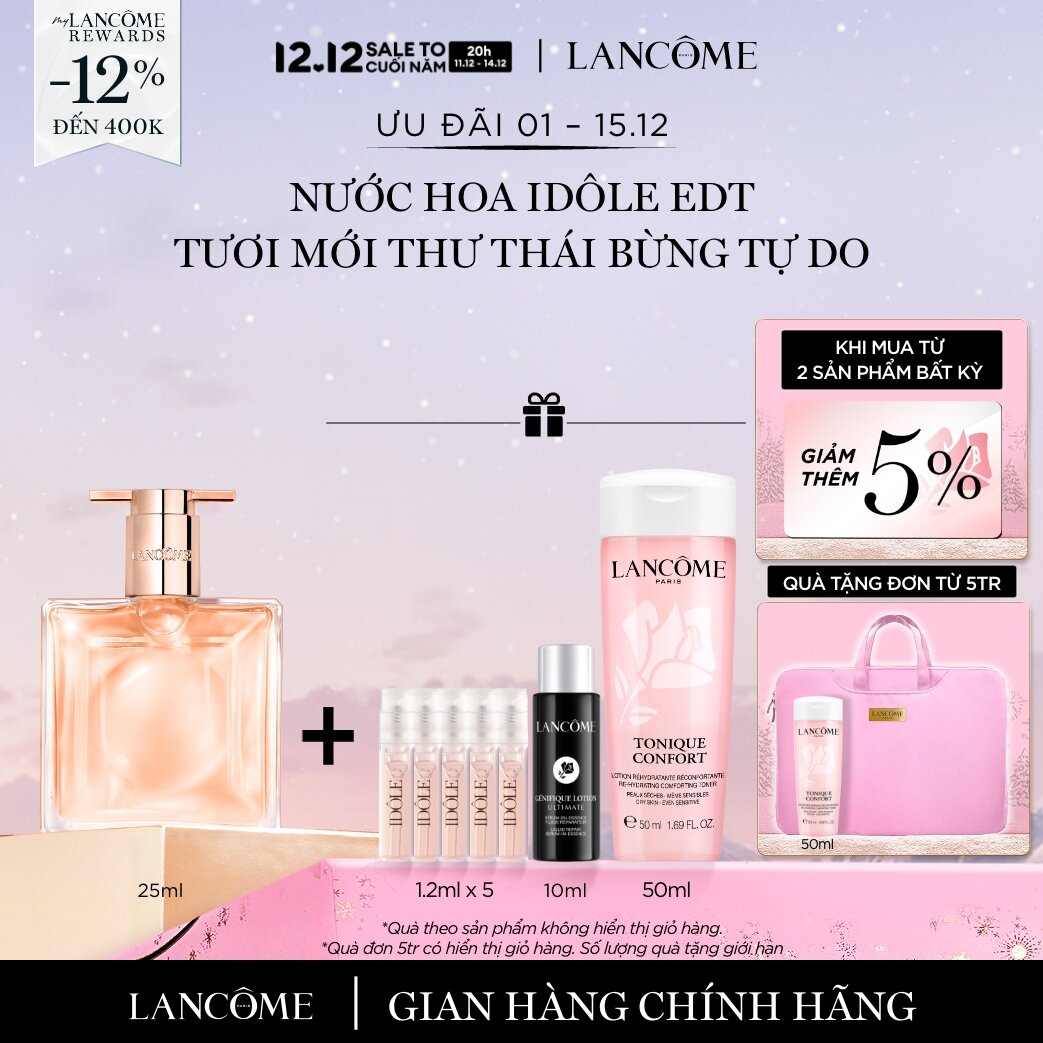   CHỈ 1-15 12 - Voucher 12% - TỐI ĐA 400K  NƯỚC HOA IDOLE EDT LANCOME NGỌT THANH TƯƠI TRẺ 25ml 
