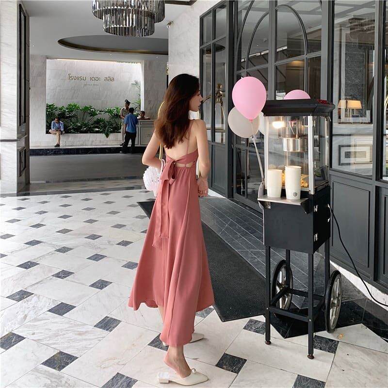 Đầm dây thắt nơ hàng Quảng Châu