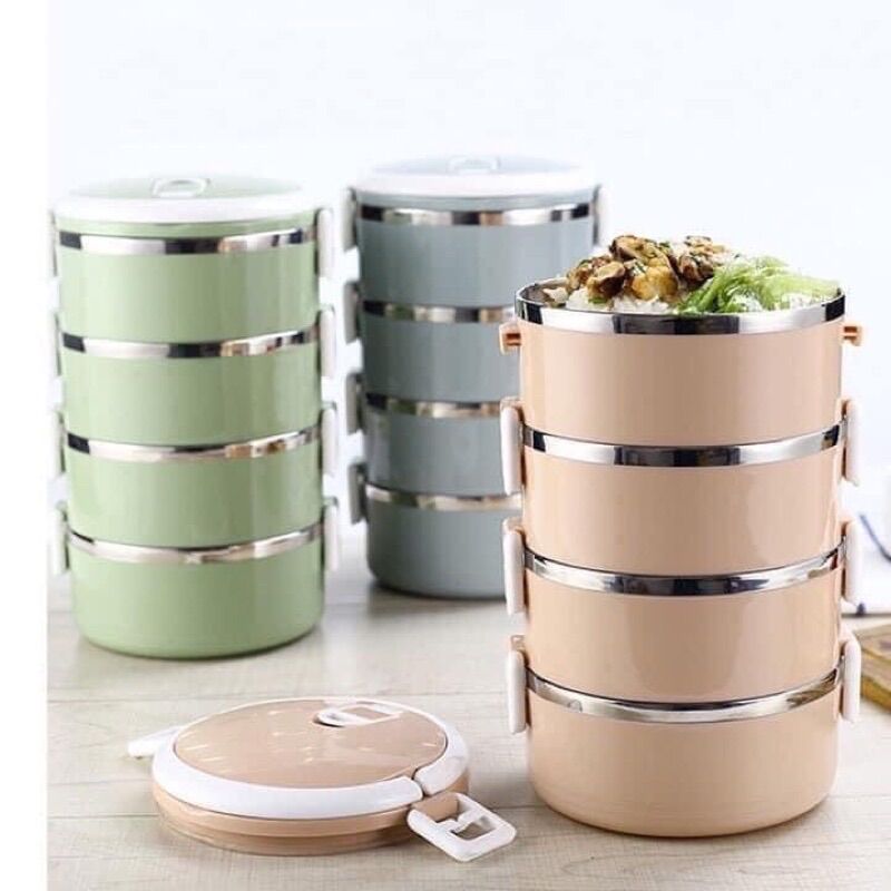 Hộp Đựng Cơm Cặp Lồng Cơm Giữ Nhiệt Inox 4 Tầng