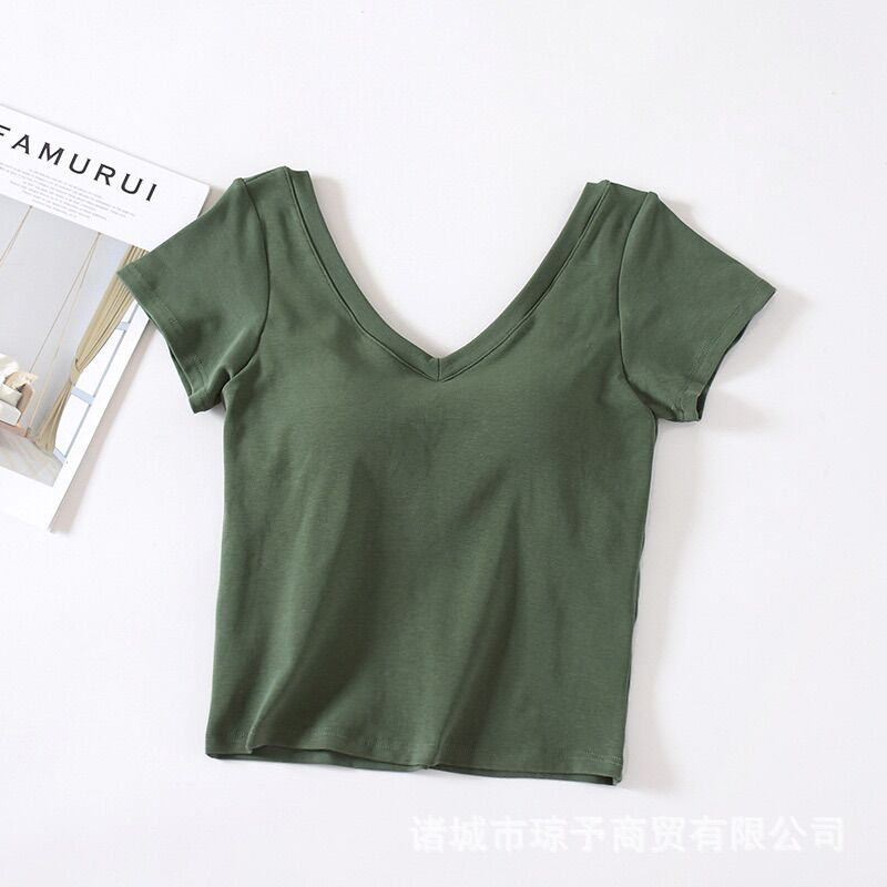 Áo thun cotton cổ V [ảnh thật]