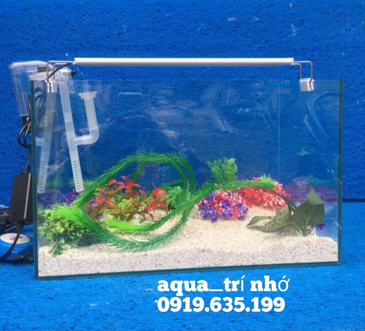 Combo bể việt nhật dài 40 + lọc + đèn led + cát nền và cây thủy sinh nhựa