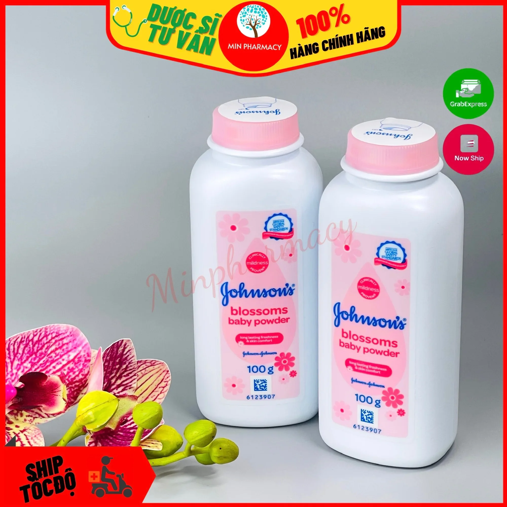 [HCM]Phấn Thơm Em Bé Màu Hồng Johnsons baby powder Blossoms 200g - Minpharmacy