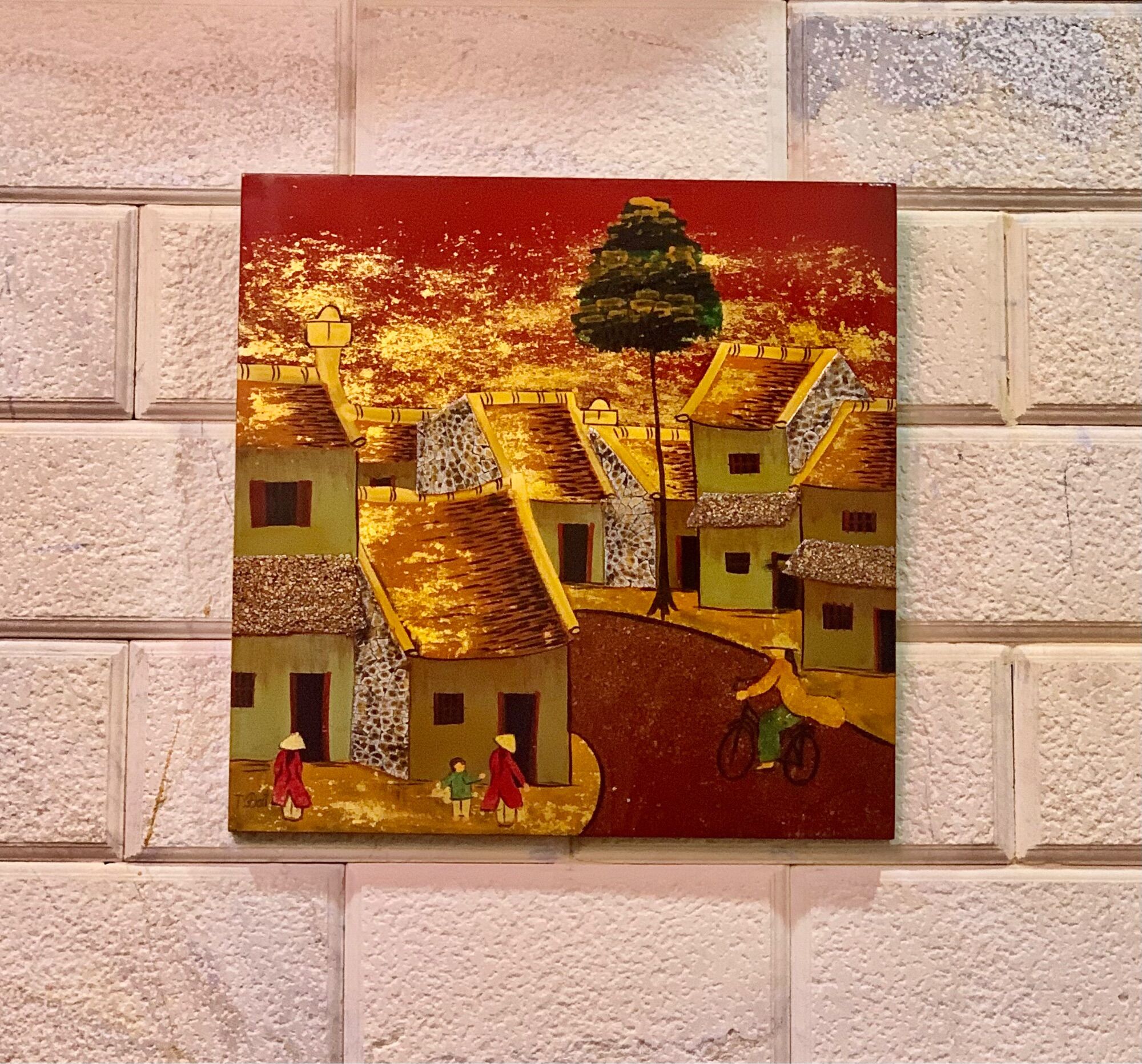 Tranh sơn mài phố cổ Hà Nội (30x30)