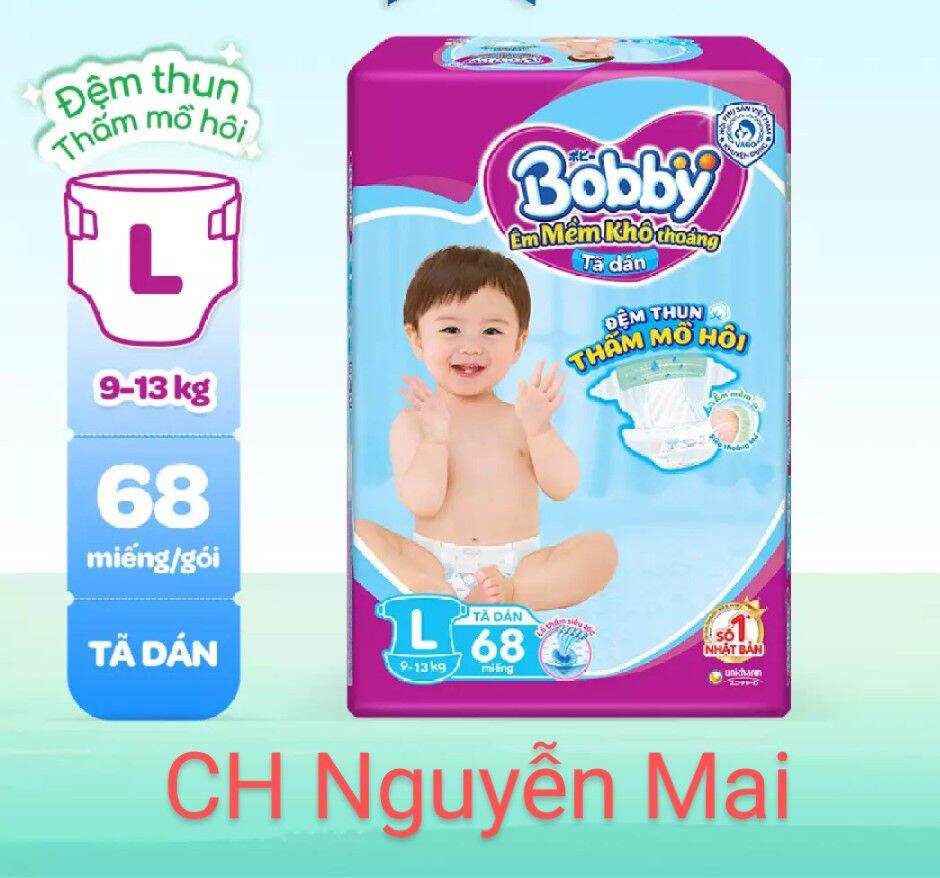 Tã dán bobby l68 - bao bì sản phẩm thay đổi theo từng đợt nhập hàng