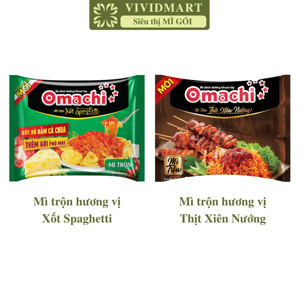 [GÓI LẺ] - MASAN - Mì gói trộn Omachi 2 vị: Spaghetti, Thịt xiên nướng (82- 91g/gói) - Omachi mì gói