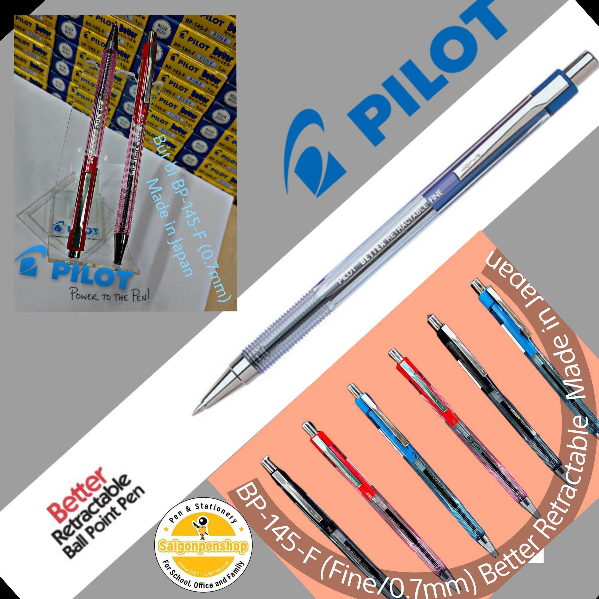 Bút bi bấm BP-145-F (Fine/0.7mm). Better Retractable của Pilot ( Made in Japan)