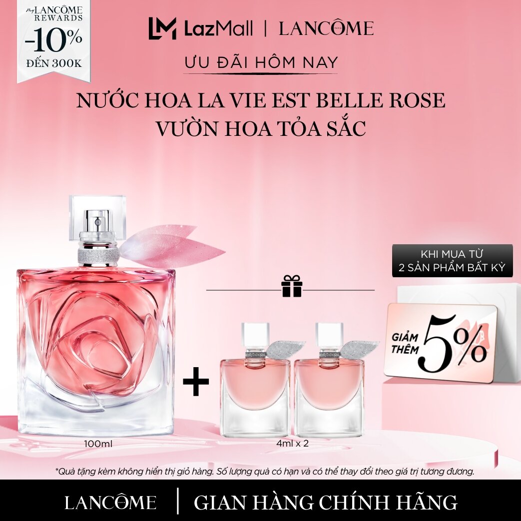   CHỈ 14-20 11 - Voucher 10% - TỐI ĐA 300K  Nước hoa Lancome La Vie Est Belle Rose say đắm hạnh phúc 100ml 