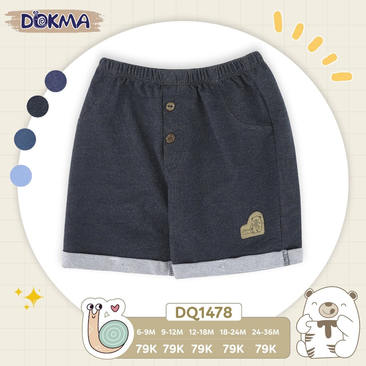 Quần đùi giả bò Dokma bé trai 9-36M