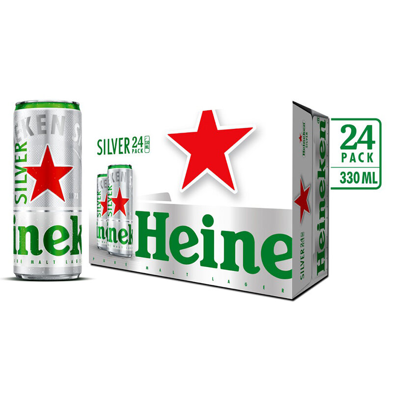 Bia Heineken bạc 46% lon 330ml