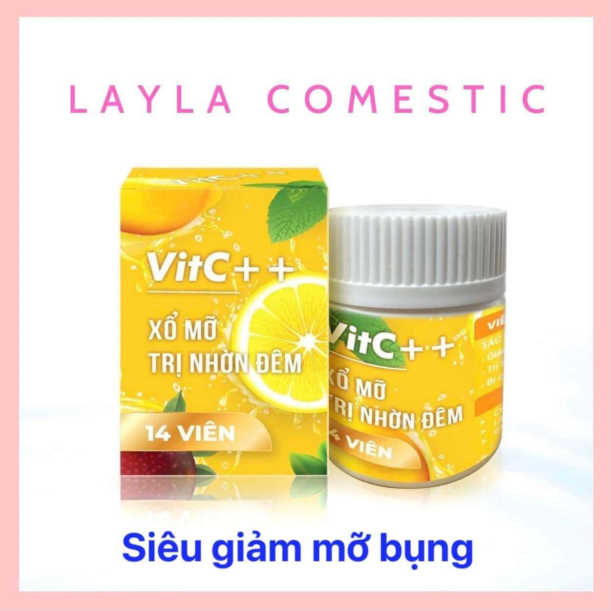 Viên uống xổ mỡ Vitc++ siết eo- Xổ mỡ hữu cơ ban đêm- Layla comestic