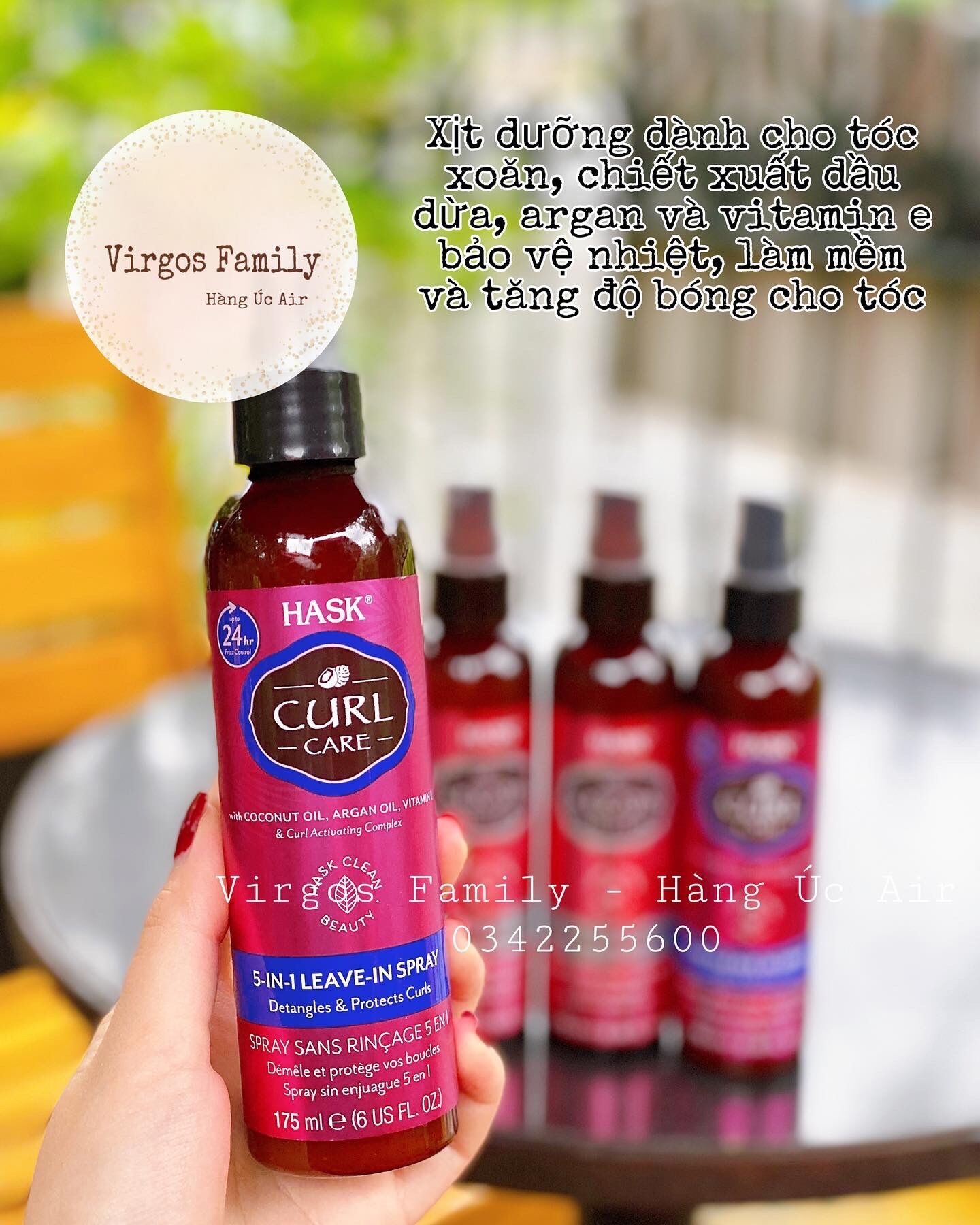 Xịt dưỡng tóc Hask 5-in-1 Leave-in Spray 175ml Úc
