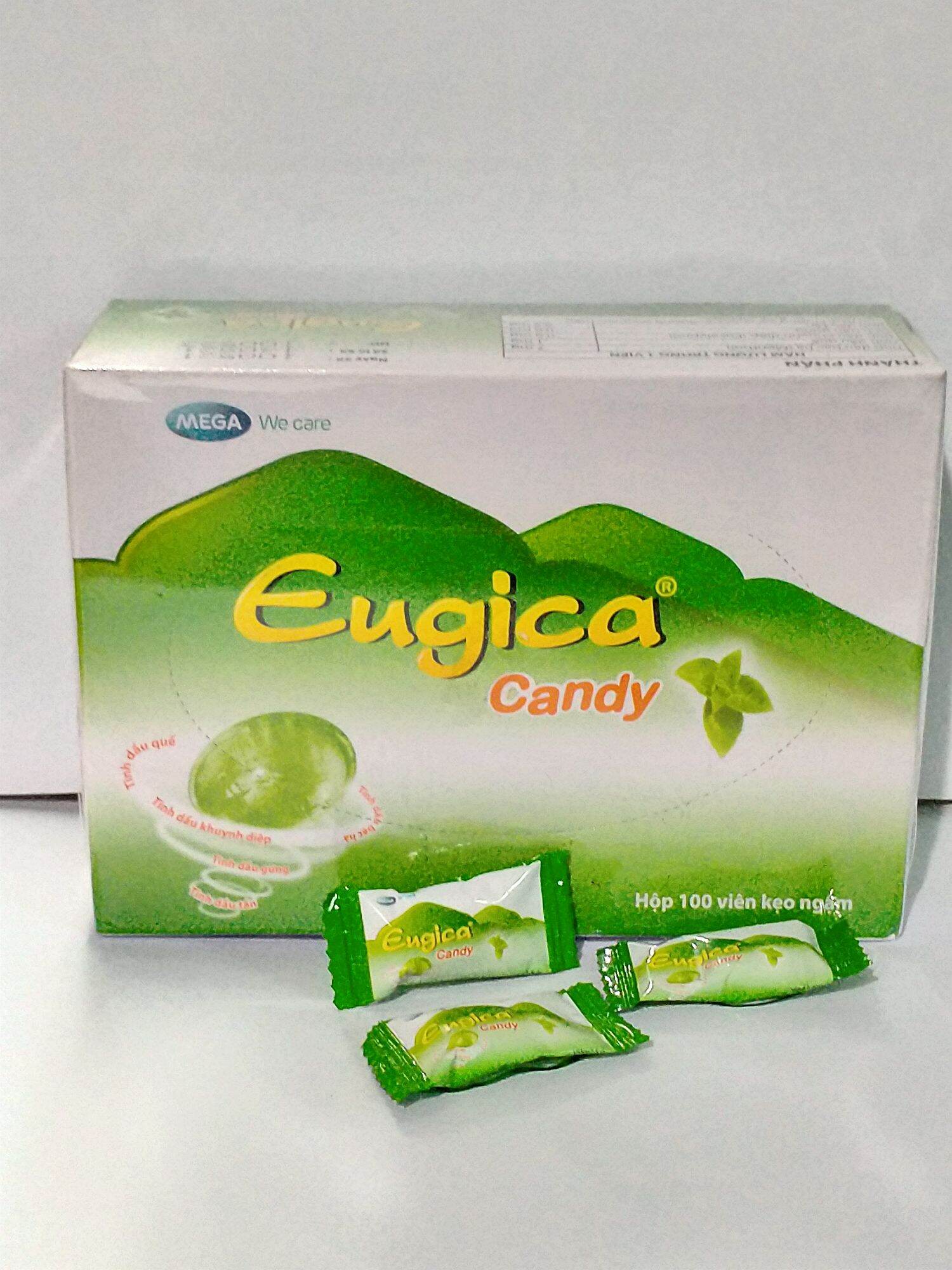 1 Hộp kẹo ngậm EUGICA CANDY 100 Viên giúp giảm h,o,giảm đa,u rát họ,ng