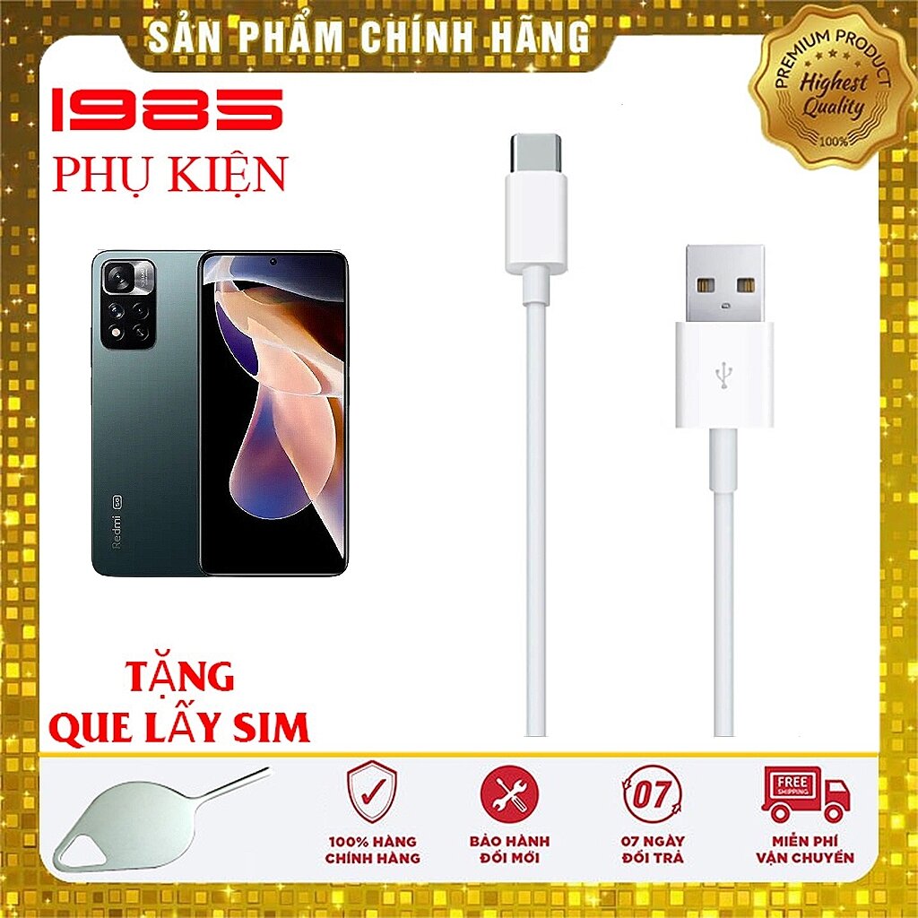 Cáp sạc nhanh trắng xiaomi redmi note 11 pro