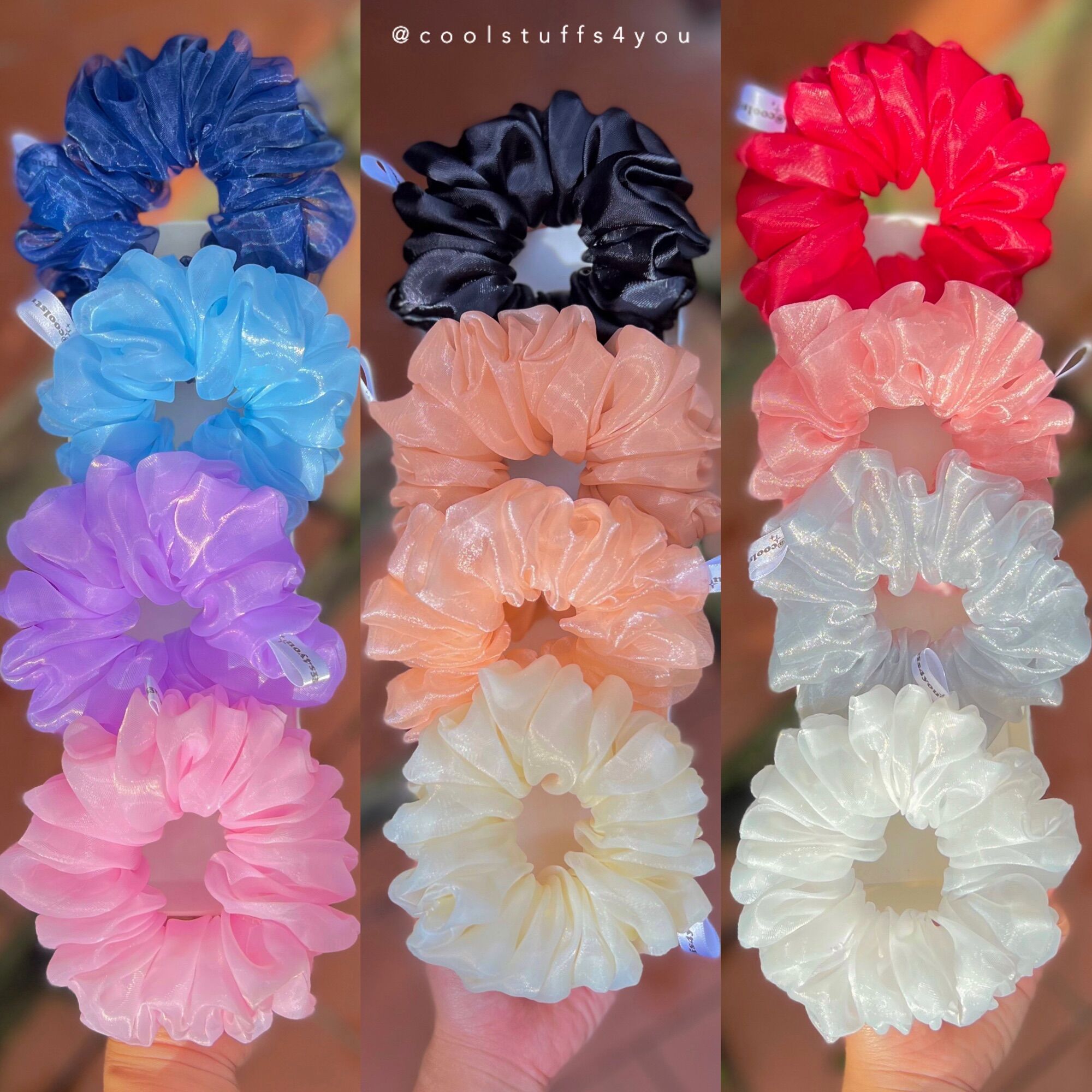 Buộc Tóc Scrunchies Voan Phồng Nhiều Màu Size Thường {Bảng Màu Voan Phồng Size Thường A}