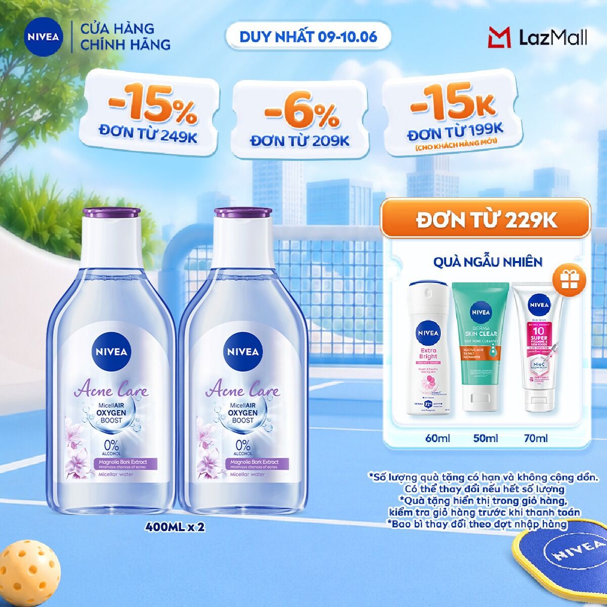Bộ 2 Nước Tẩy Trang NIVEA Acne Care Cho Da Mụn Sạch Sâu Ngừa Mụn (400 ml) - 80116x2