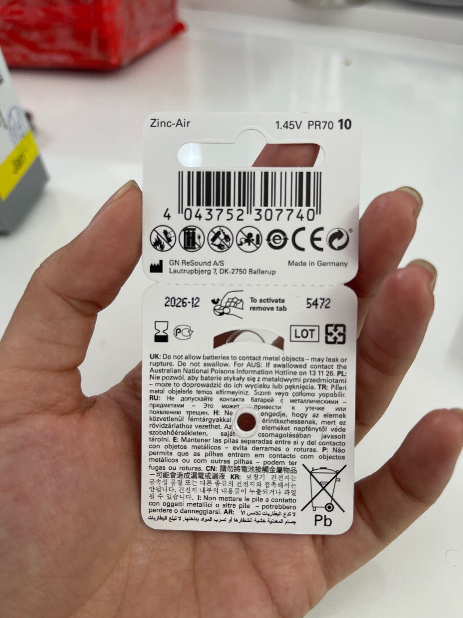 Pin máy trợ thính szie 10 Resound
