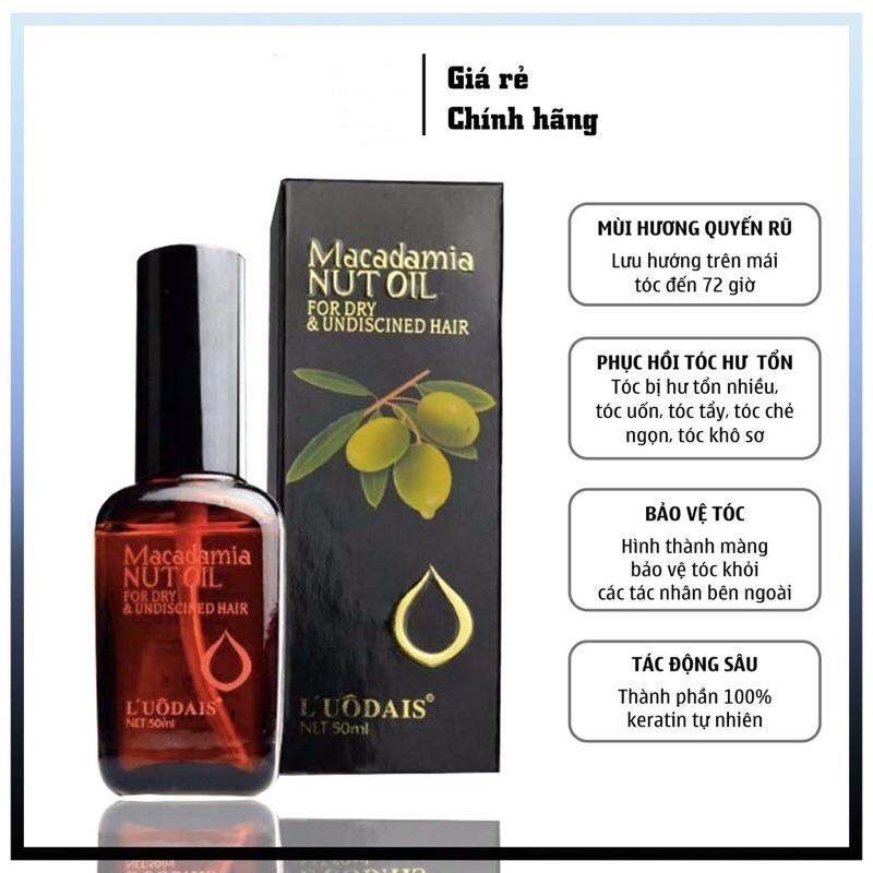 Tinh dầu dưỡng tóc MACADAMIA serum dưỡng tóc uốn Luodais NUT OIL 50ML