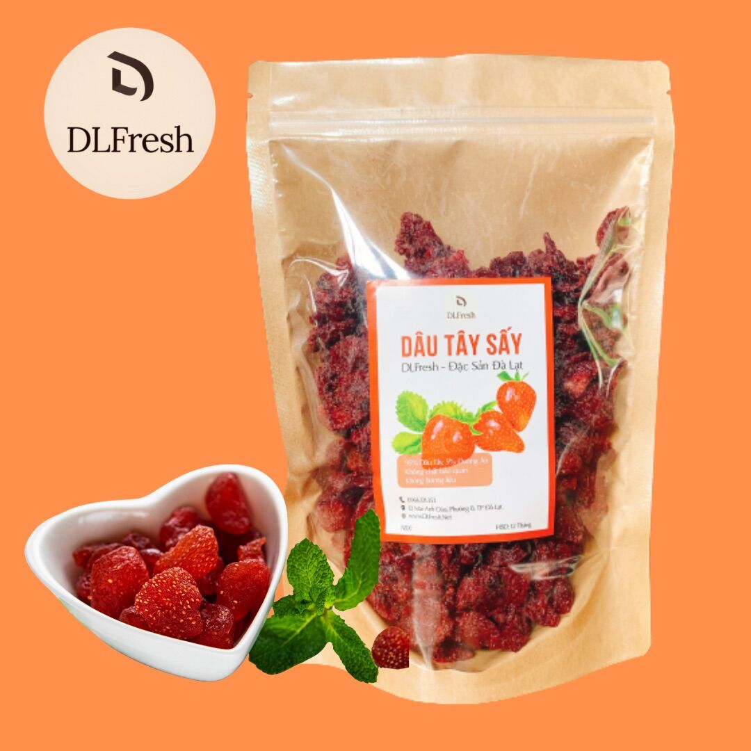 Dâu Tây Sấy DLFRESH Dâu Sấy Dẻo Nguyên Quả Thích Hợp Ăn Kiêng 250gr
