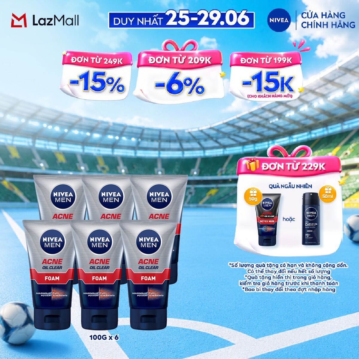 Bộ 6 Sữa Rửa Mặt NIVEA MEN (100g)