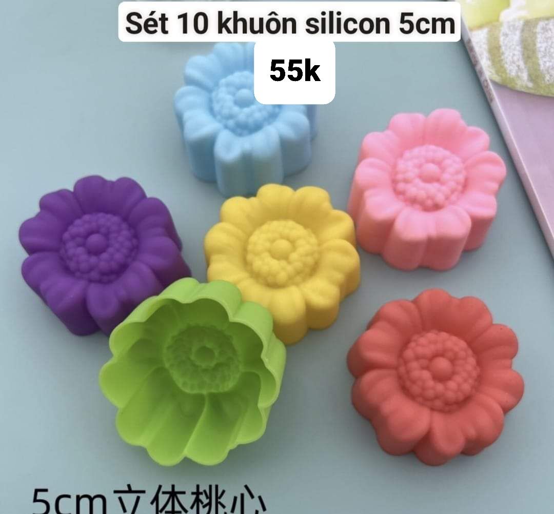 Sét 10 khuôn silicon cúc thọ 5cm