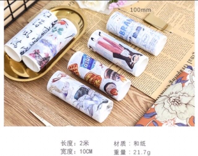 Washi tape trang trí nhiều phong cách, 10cm 🌿