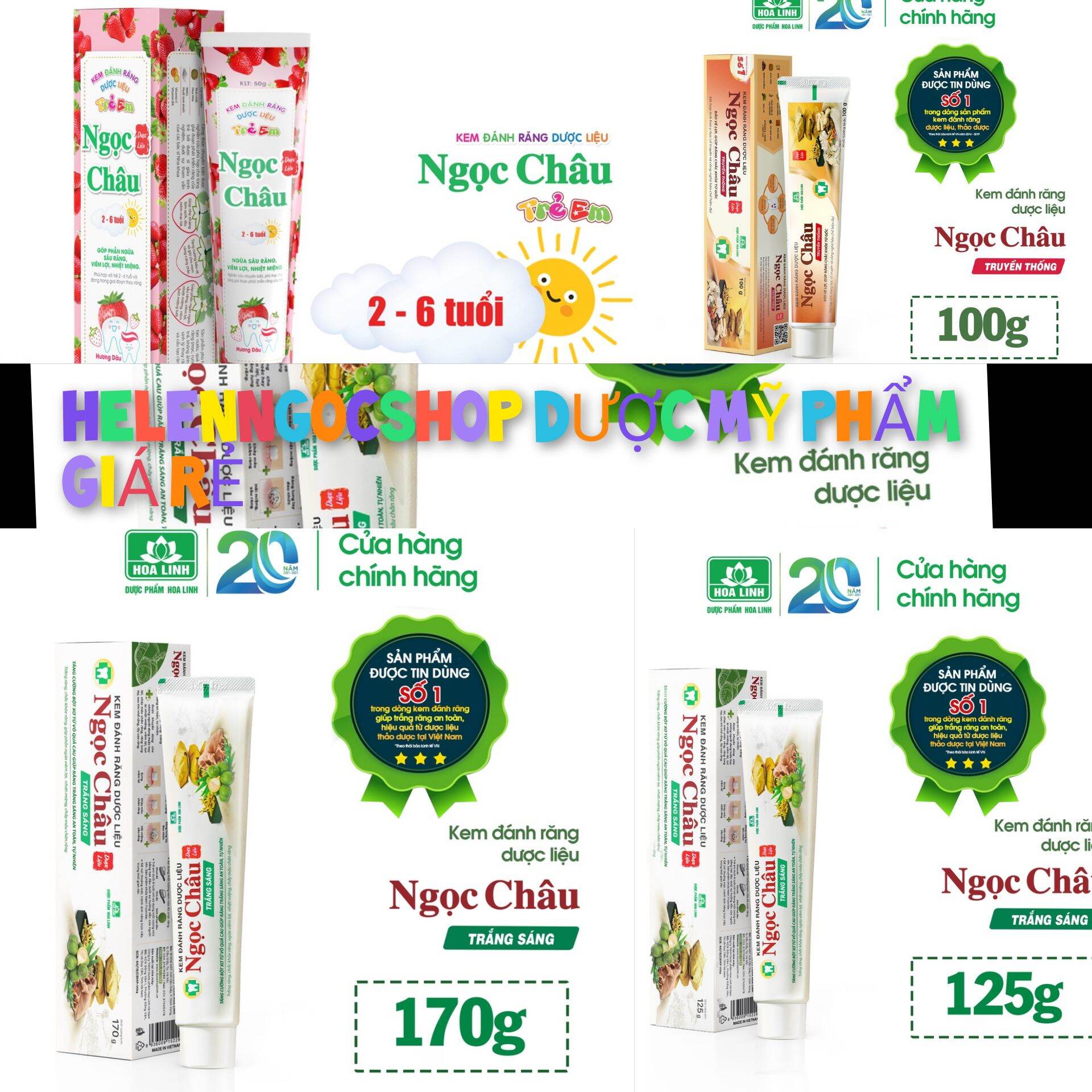 Kem Đánh Răng Dược Liệu Ngọc Châu Trắng Sáng/truyền thống/trẻ em 100g/170g