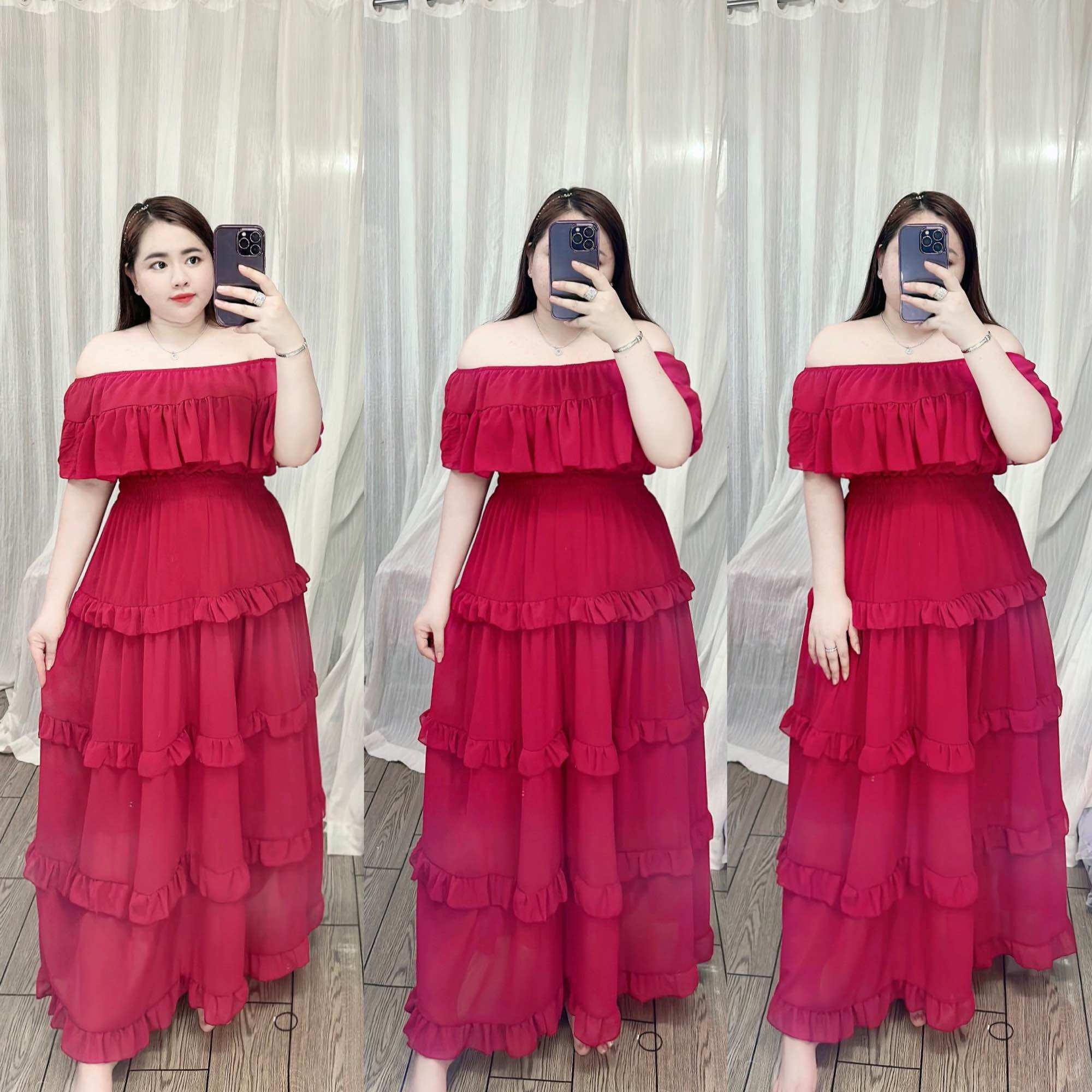 Đầm maxi trễ vai bèo