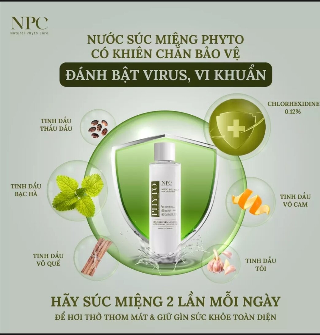 Nước súc miệng kháng khuẩn Phyto chai 500ml