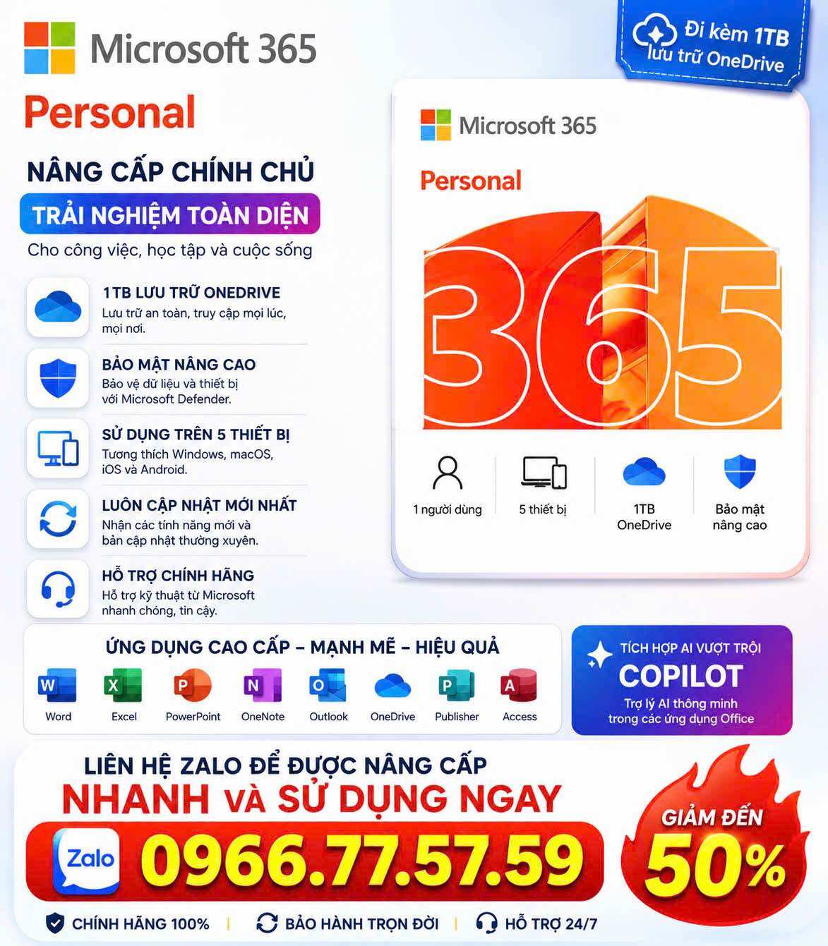 Microsoft 365 Premium cao cấp Phần mềm bảo mật Nâng cấp Microsoft 365 chính chủ Dùng được 5 thiết bị 1TB dung lượng Không thể thiếu khi làm việc và học tập