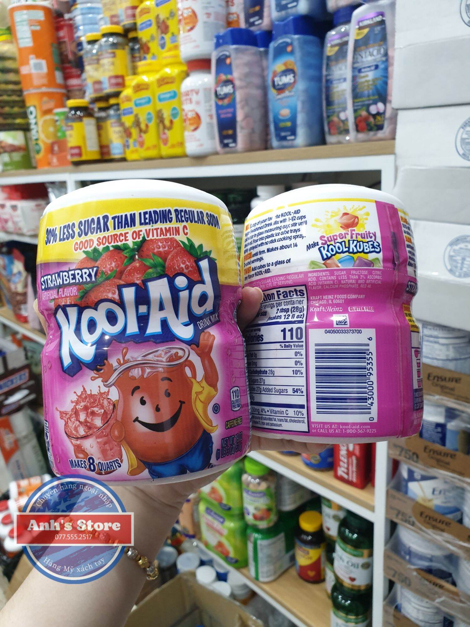 Bột Pha Nước Trái Cây Kool-Aid Mỹ 538g - hương dâu