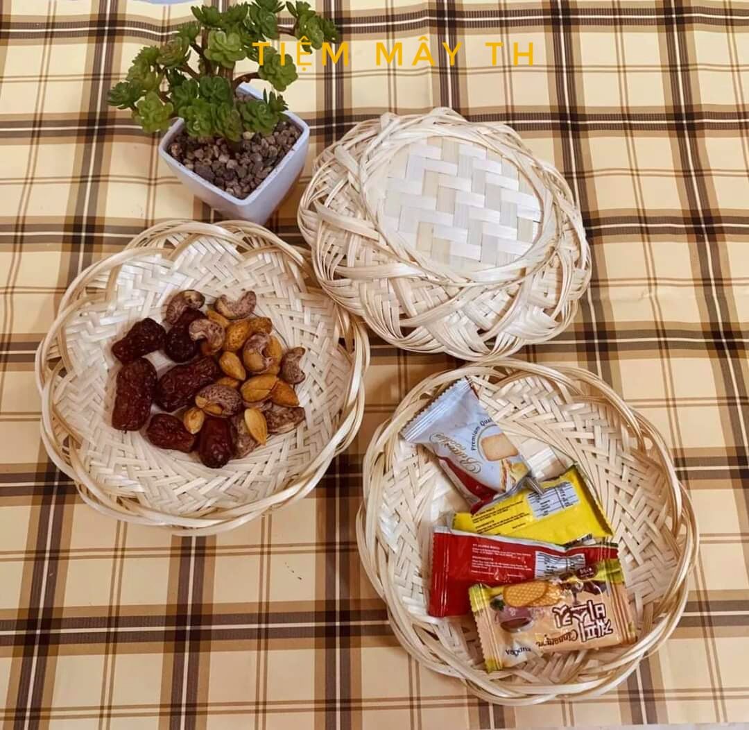 Mẹt tre đĩa tre viền cánh sen TIỆM MÂY TH, đĩa đựng hướng dương, decor chụp ảnh