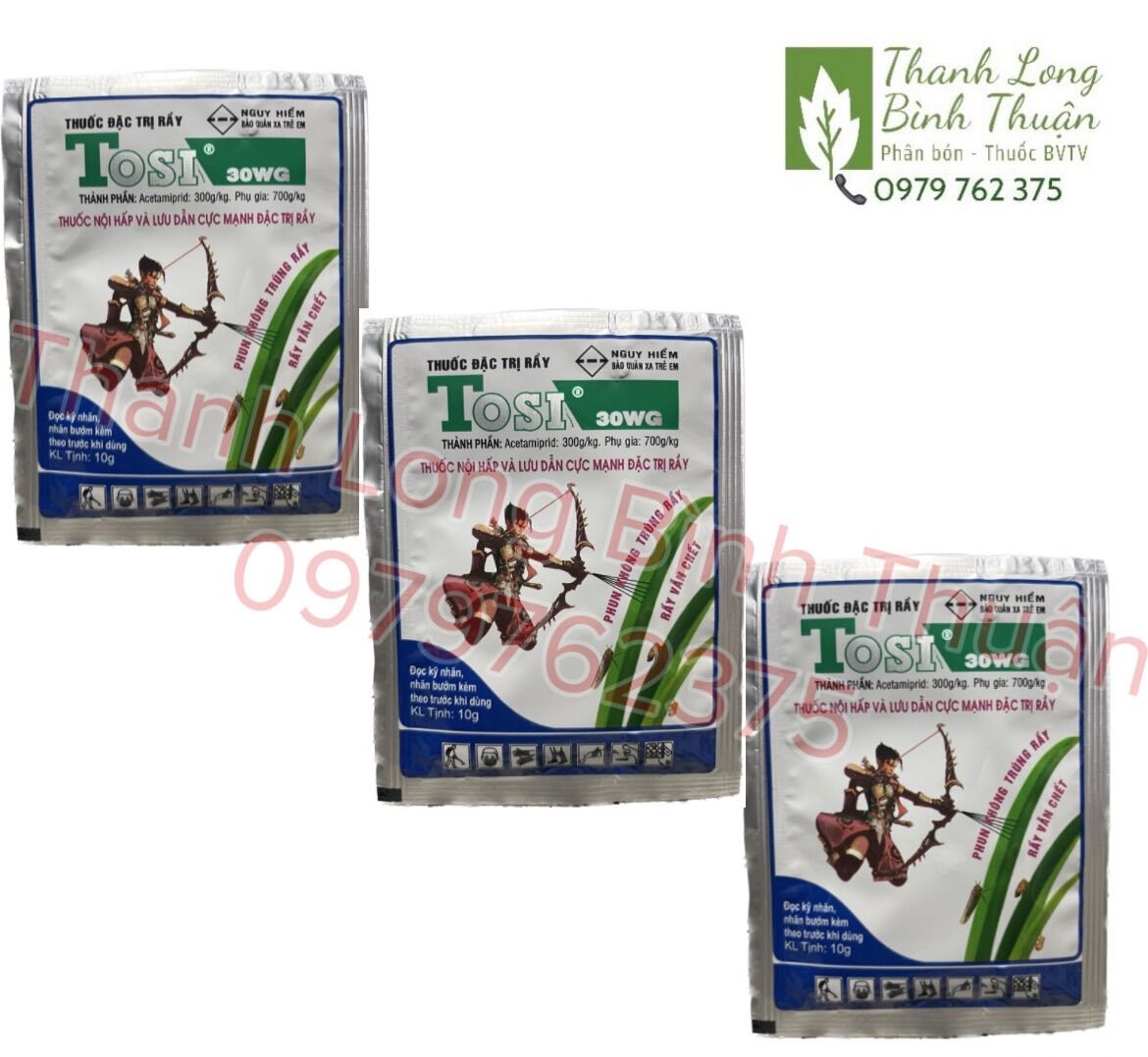 Thuốc trừ sâu TOSI 30WG (gói 10g) - Acetamiprid 30%w/w Trừ sâu rầy, bọ trĩ, hút chích, Cơ chế lưu dẫn