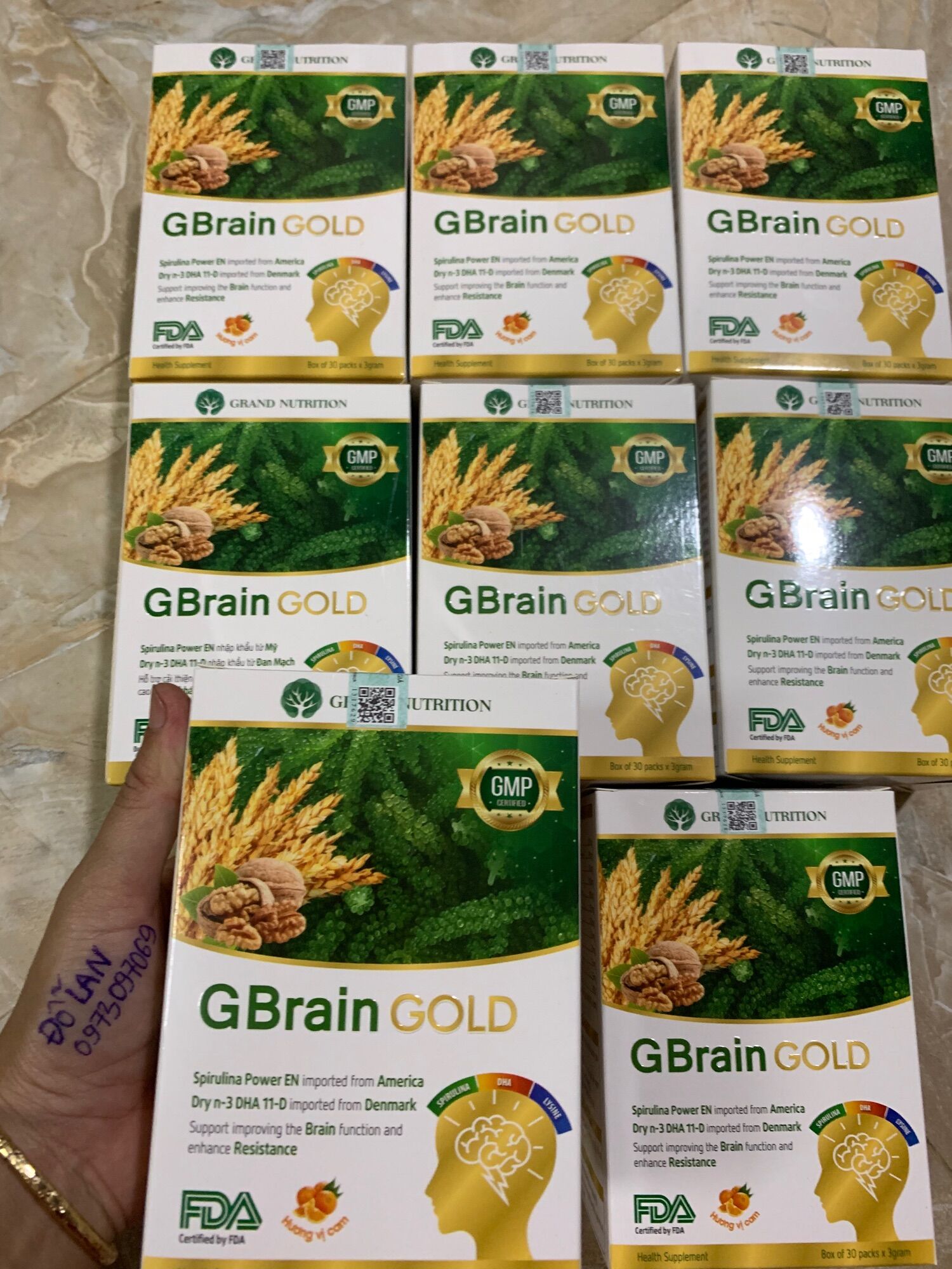 Cốm trí não g brain gold (chính hãng) hộp 30 gói.