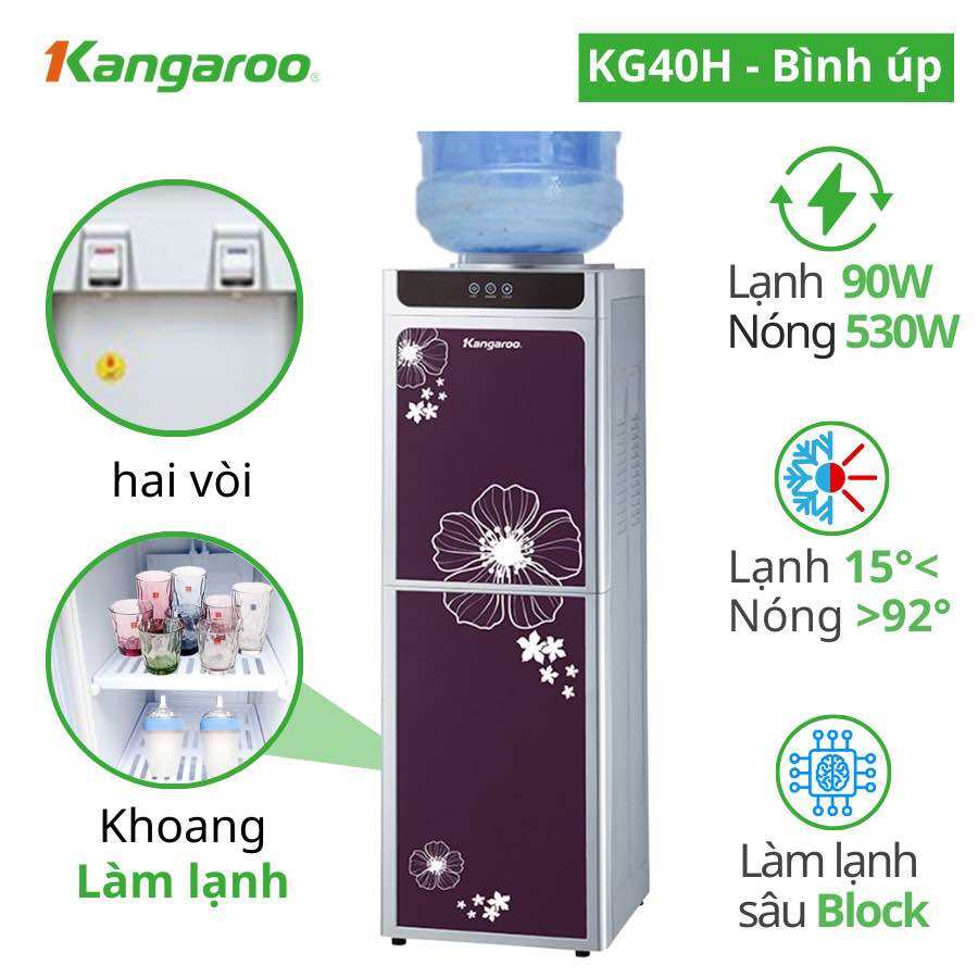 Cây Nước Nóng Lạnh Kangaroo KG40H - Đứng, 2 L/min, Inox 304, Chống Bụi, Khử Mùi
