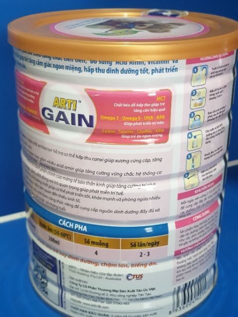 [Combo 6 Lon] Sữa bột Arti Gain Hồng 6-36 Tháng tuổi (Cam kết chính hãng, Dàe mới)