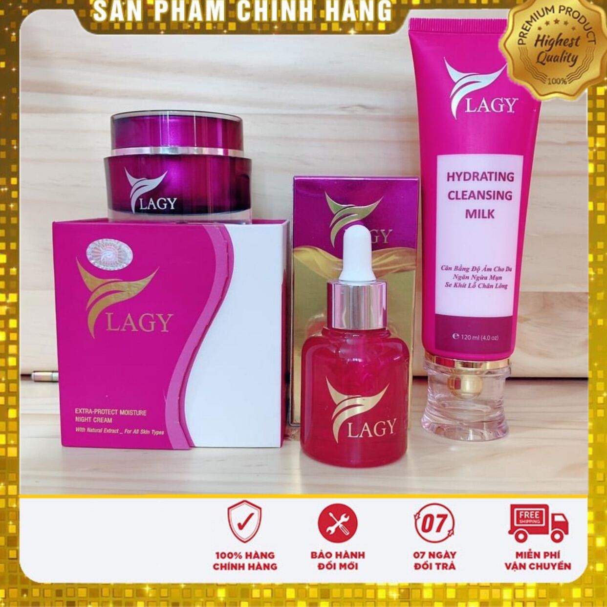 Combo 3 Sản Phẩm Ylagy Gồm Kem Face + Serum + Sữa Rữa Mặt