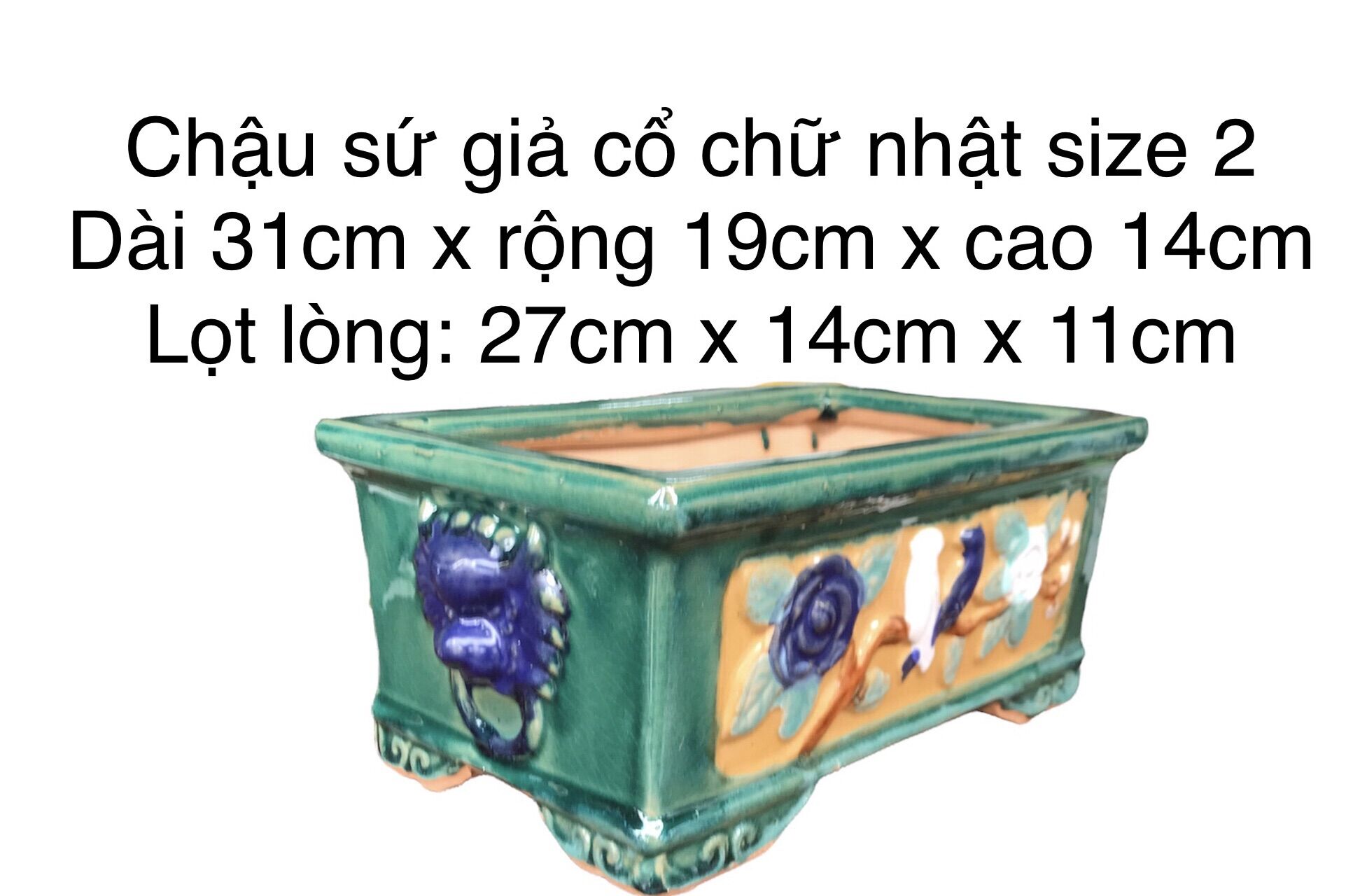 Chậu sứ Bonsai chữ nhật size 2