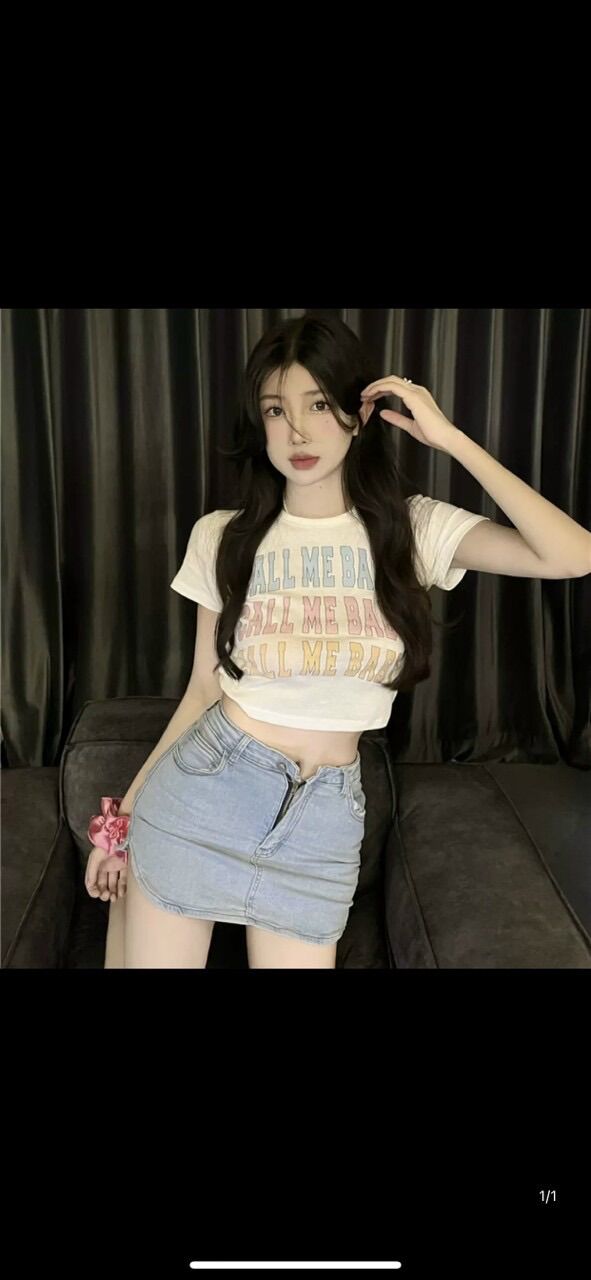 Áo kiểu croptop 3 hàng chữ callmebaby BG