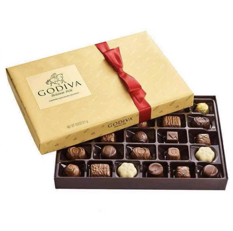 Godiva Belgium 1926 Assorted Chocolate Gift Box from Belgium, 320Gr Box Contains 27 Pieces