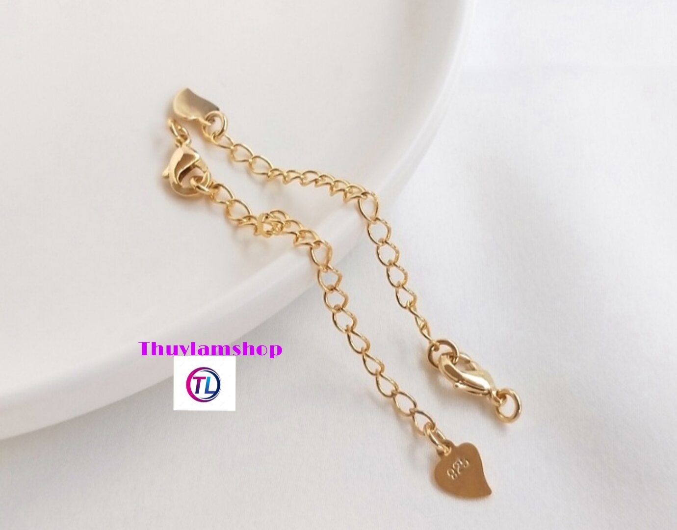 Charm dây xích tăng đơ bạc 925 xi vàng cao cấp làm khóa vòng