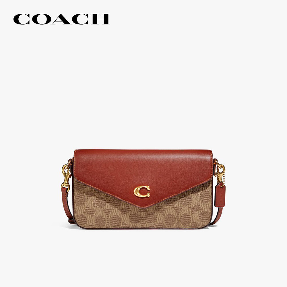 Coach - ví cầm tay nữ nắp gập phom chữ nhật wyn signature canvas c8442-b4nq4