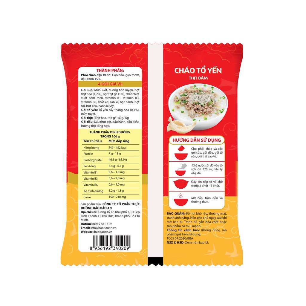 Cháo tổ yến thịt bằm thùng 30gói