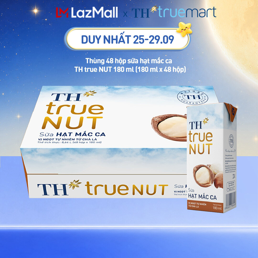Thùng 48 hộp sữa hạt mắc ca TH true NUT 180 ml (180 ml x 48)