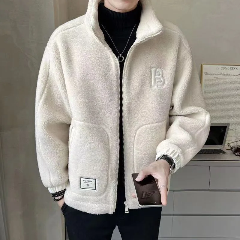 Năm 2023 Nam Phong Cách Hàn Quốc Cotton Áo Khoác Lót Lông Cừu Dáng Rộng Dày Thường Ngày Giải Trí Mặc Cho Thu Đông Thương Hiệu Hợp Thời Trang