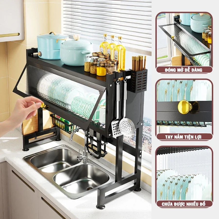 Kệ Bát Đũa đa năng tiện nghi, Kệ Chén Đũa Đa Năng có nắp đậy