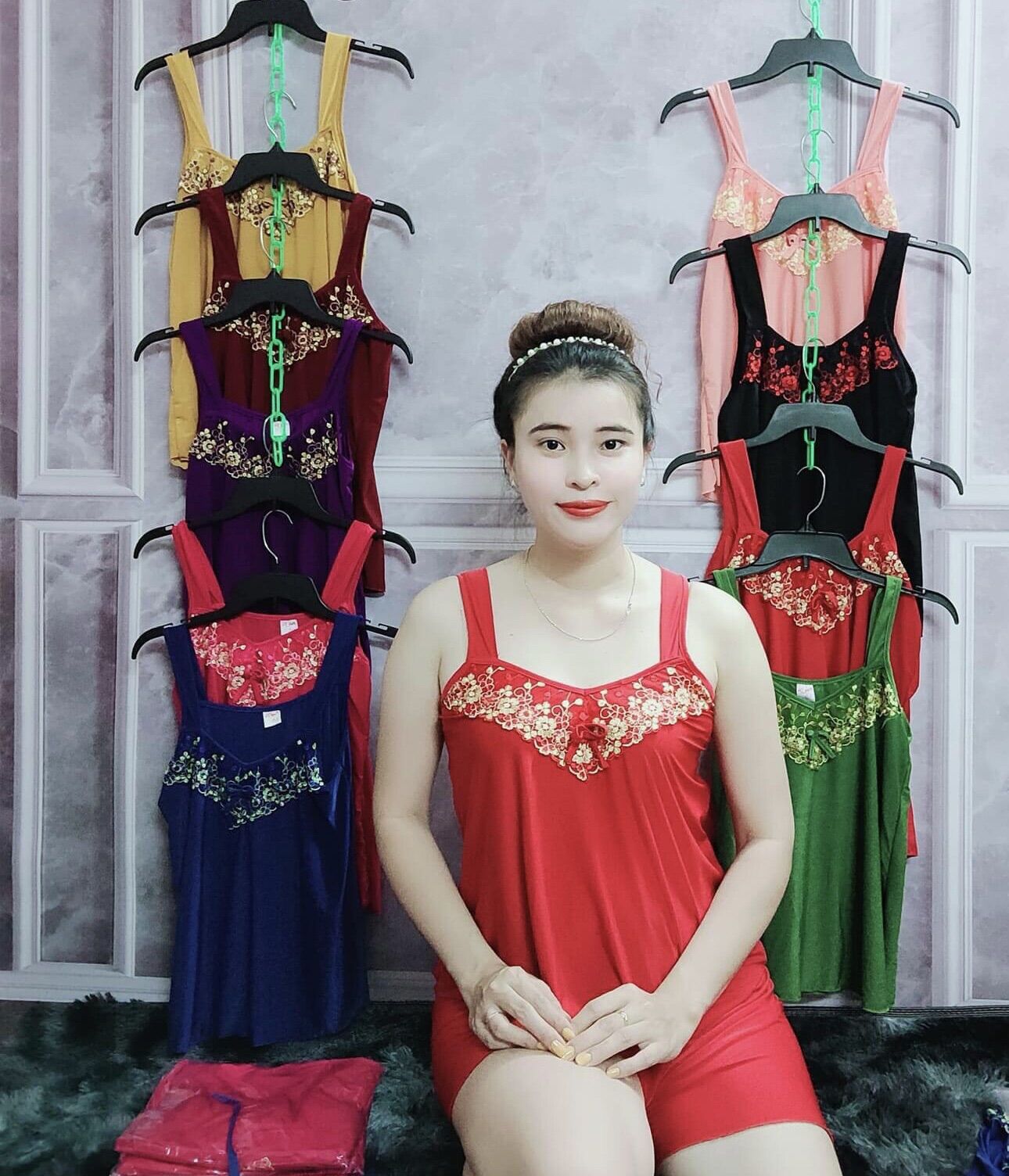 Bộ đùi thun lạnh dây bản to phối ren hoa