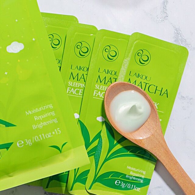 Mặt nạ ngủ trà xanh dưỡng da mụn trắng sáng