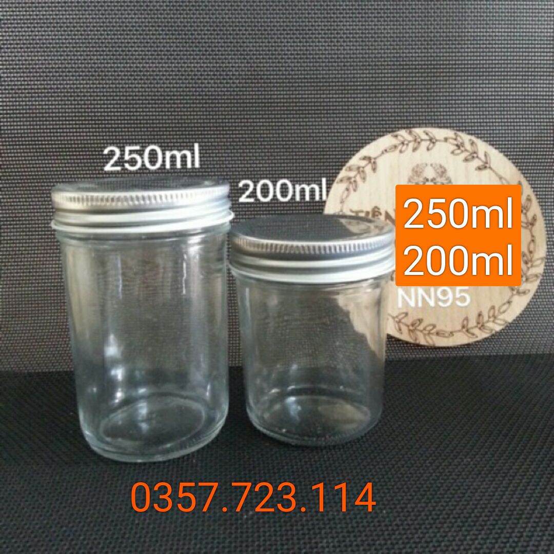 Hũ thuỷ tinh 200ml, 250ml nắp thiếc bạc