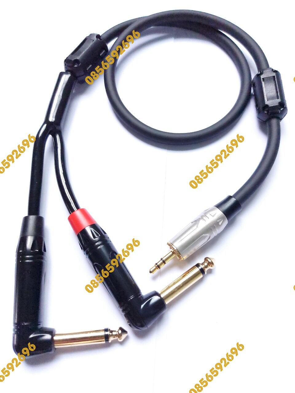 Dây tín hiệu jack cắm 3.5mm ra 2 jack 6mm cong, dài 1m